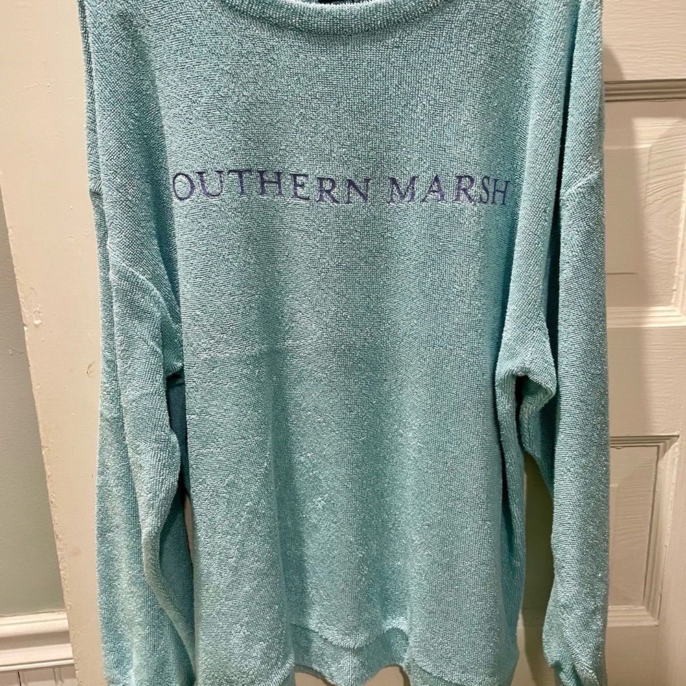 Southern Marsh Light Blue Sweater, Size Medium